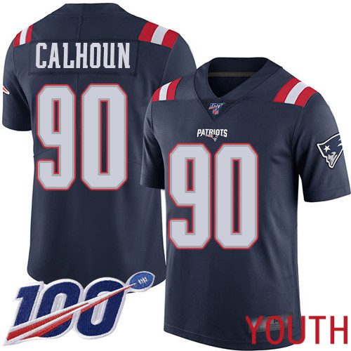 New England Patriots Football #90 100th Season Limited Navy Blue Youth Shilique Calhoun NFL Jersey
